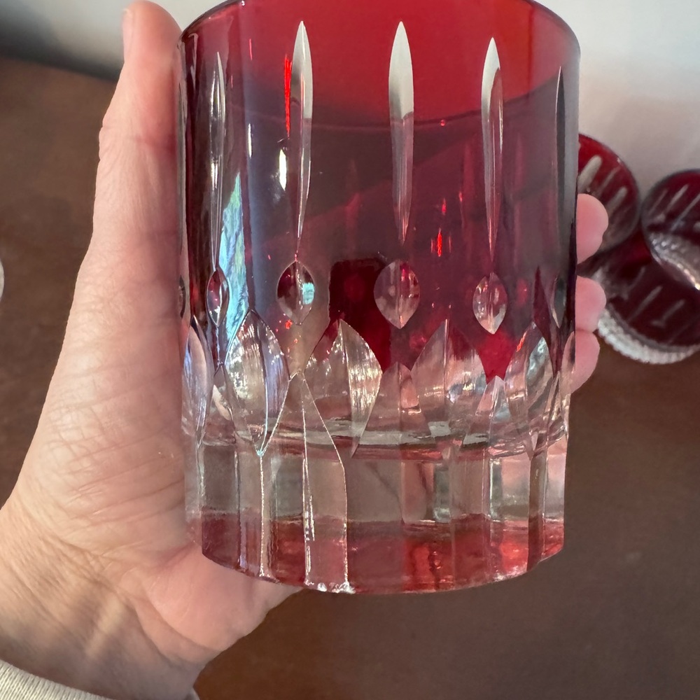 Set of 4 William Sonoma Garnet Old Fashioned Glasses - Picture 6 of 7